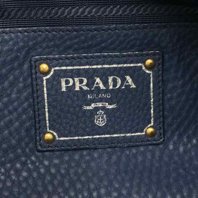 プラダ PRADA トートバッグ レディース - ネイビー 革タグ レザー【中古】20230831