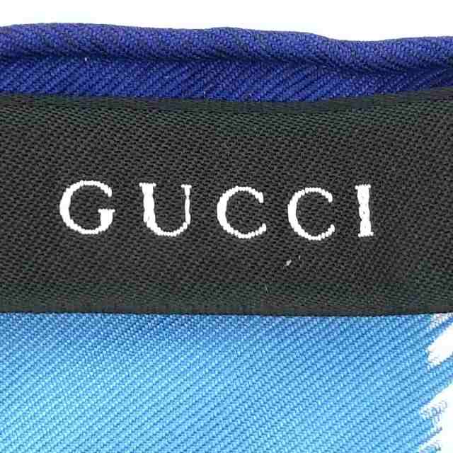 グッチ GUCCI スカーフ レディース - ネイビー×白×マルチ【中古