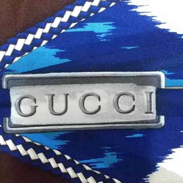 グッチ GUCCI スカーフ レディース - ネイビー×白×マルチ【中古