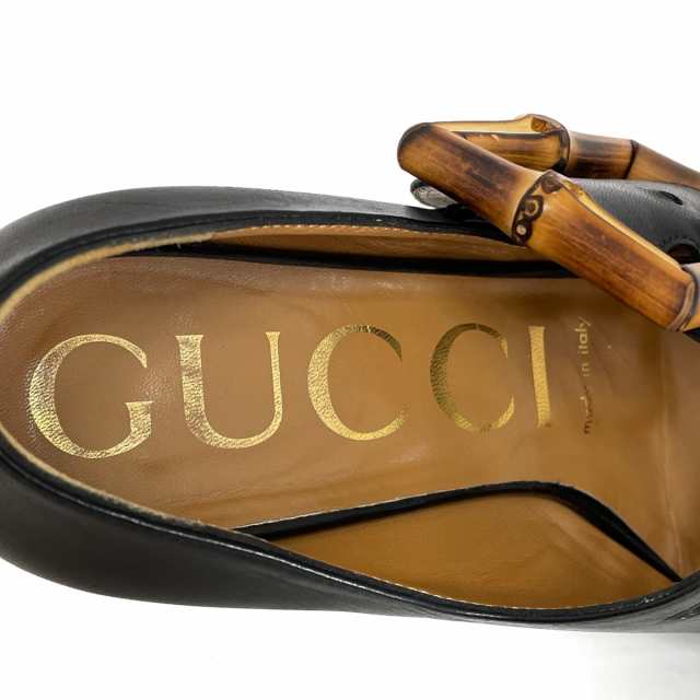 グッチ GUCCI パンプス 36 1/2 レディース バンブー 658367 黒 アウト