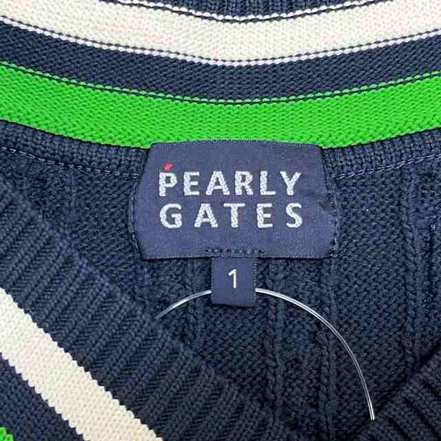 パーリーゲイツ PEARLY GATES ベスト サイズ1 S レディース - ダークネイビー×グリーン×白 リンゴ/刺繍【中古】20230921