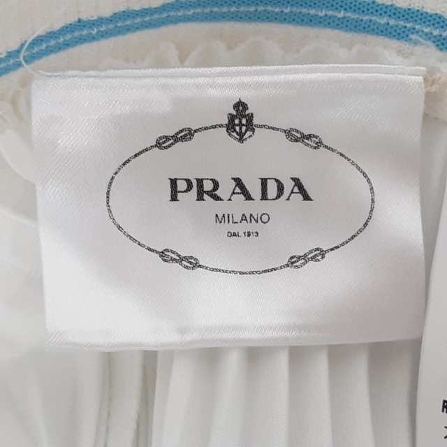 プラダ PRADA ロングスカート サイズ38S レディース 美品 - 白 プリーツ/ウエストゴム【中古】20230904