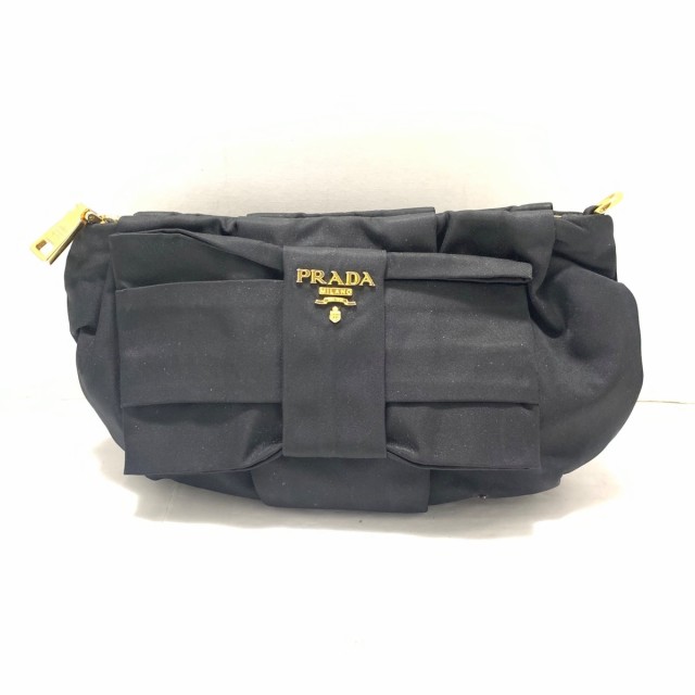 プラダ PRADA ポーチ レディース - 黒 リボン ナイロン【中古