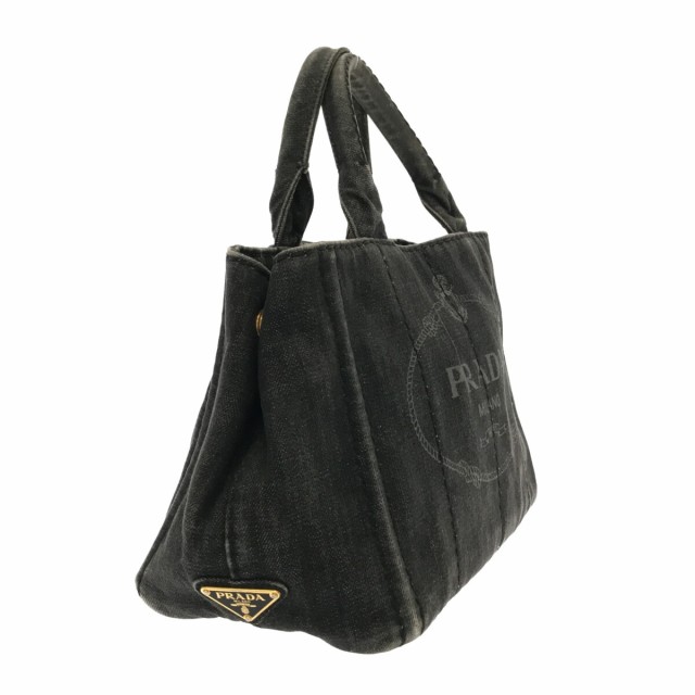 プラダ PRADA トートバッグ レディース CANAPA B2439G 黒 デニム【中古