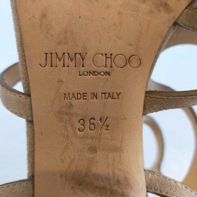 ジミーチュウ JIMMY CHOO ショートブーツ 36 1/2 レディース - ベージュ オープントゥ スエード【中古】20230906