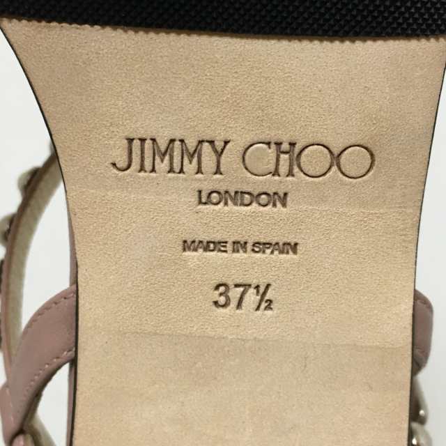 ジミーチュウ JIMMY CHOO サンダル 37 1/2 - レザー ピンクベージュ