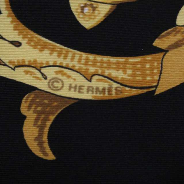 エルメス HERMES スカーフ レディース カレ90 黒×イエロー×ブラウン LE 