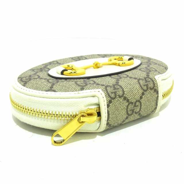 グッチ GUCCI コインケース レディース GGプラス・GGスプリーム,ホースビット 622040  ベージュ×アイボリー×マルチ【中古】20231030