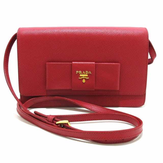 プラダ PRADA 財布 レディース - BT1009 レッド ショルダーウォレット ...