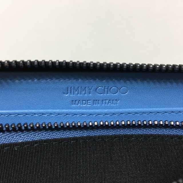 ジミーチュウ JIMMY CHOO 長財布 レディース 美品 - ライトブルー ラウンドファスナー レザー【中古】20230916