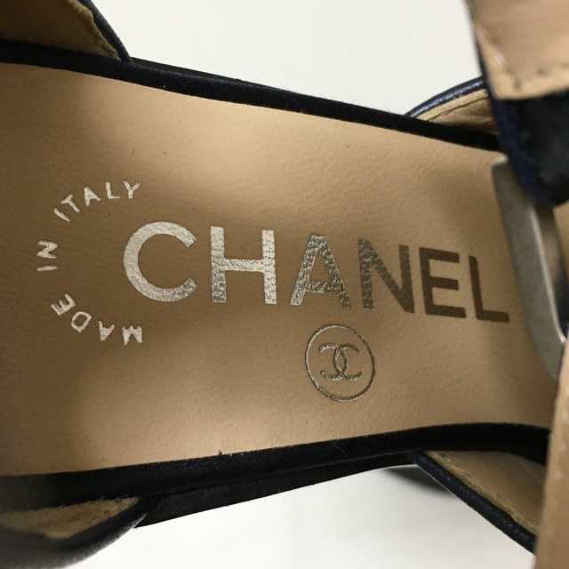 シャネル CHANEL サンダル 35 1/2C レディース - G30807 黒×ネイビー