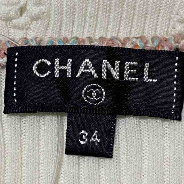 シャネル CHANEL 半袖セーター サイズ34 S レディース - P55793 白×ライトピンク×マルチ  クルーネック/2017年【中古】20230928