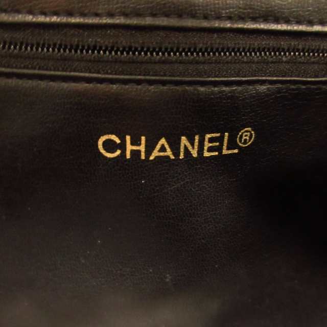 シャネル CHANEL ポーチ レディース ビコローレ 黒 ラムスキン【中古