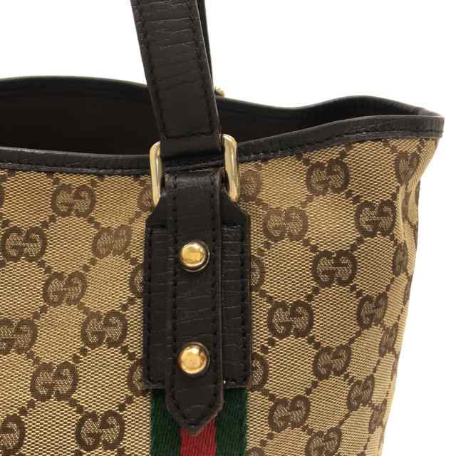 グッチ GUCCI トートバッグ レディース GG柄/シェリー 137396 ベージュ×ダークブラウン ジャガード×レザー【中古】20230831