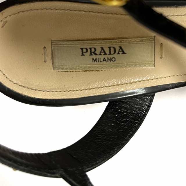 プラダ PRADA サンダル 35 レディース - 黒 スタッズ/アウトソール張替