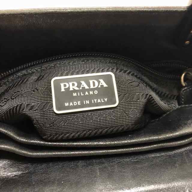 プラダ PRADA トートバッグ レディース - B8464 ダークグレー×黒 プラスチックハンドル レザー×プラスチック【中古】20230902