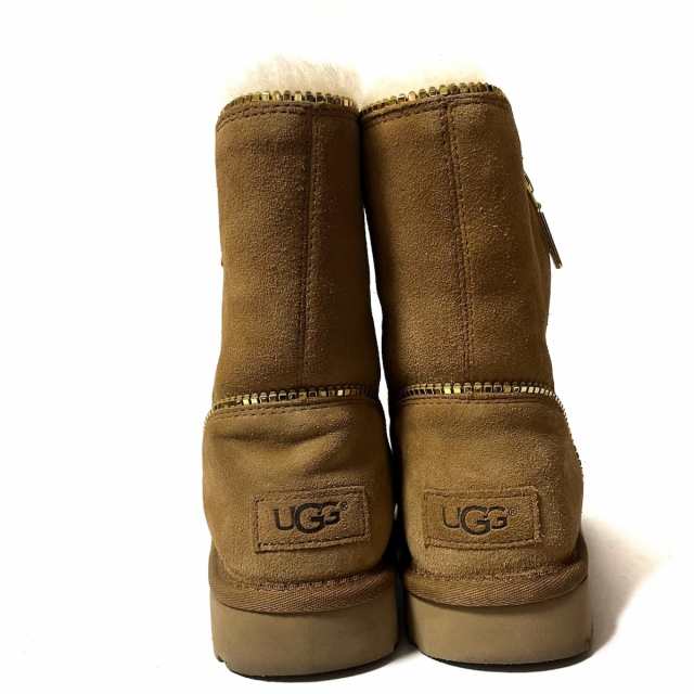 アグ UGG ショートブーツ 22 レディース 美品 フローレンス 1013165 ブラウン×アイボリー ムートン【中古】20230922