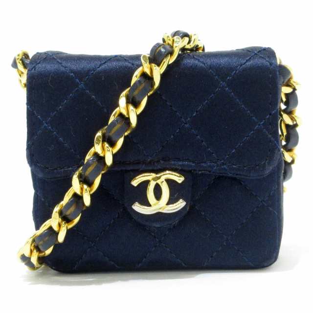 シャネル CHANEL ポーチ レディース マトラッセ ネイビー チェーンショルダーポーチ/ゴールド金具 サテン【中古】20230826の通販は