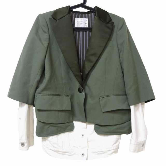 サカイ Sacai ジャケット サイズ2 M レディース 美品 - カーキ×白 長袖 ...