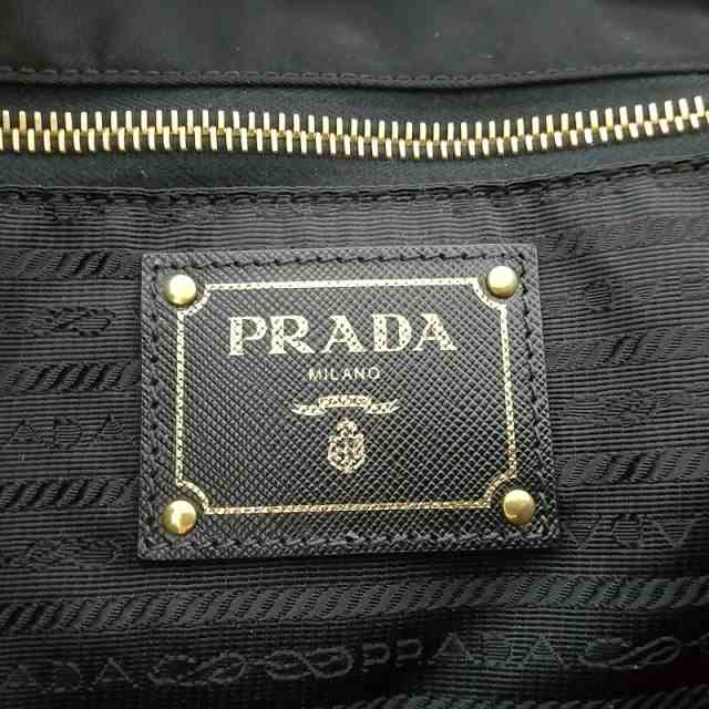 プラダ PRADA トートバッグ レディース ロゴジャガード 黒 革タグ