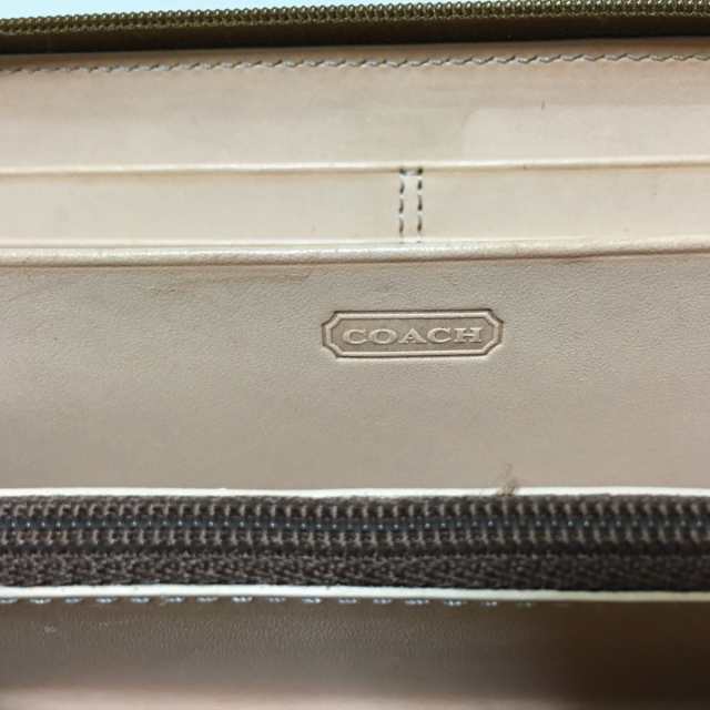 コーチ COACH 長財布 レディース ミニシグネチャー柄 カーキ×ブラウン ...