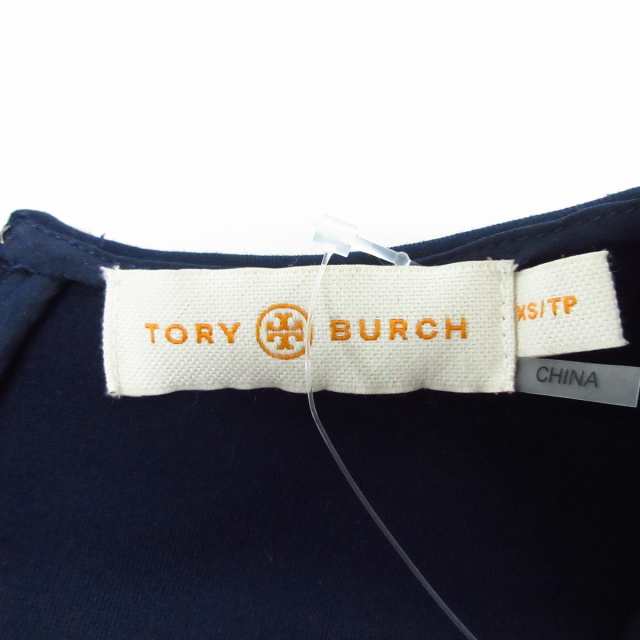 トリーバーチ TORY BURCH ワンピース サイズXS レディース 美品 ネイビー ノースリーブ/ひざ丈/レース【中古】20240227