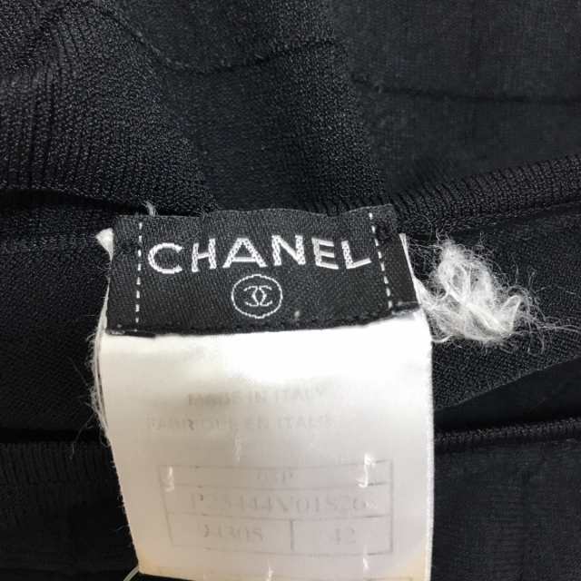 シャネル CHANEL 半袖カットソー レディース P25444 黒 カメリア【中古