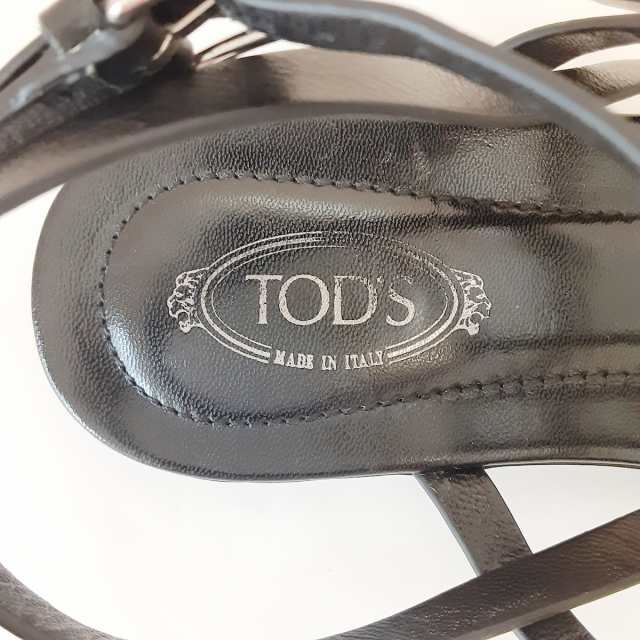 トッズ TOD'S サンダル 37 1/2 レディース 美品 - 黒 スタッズ レザー