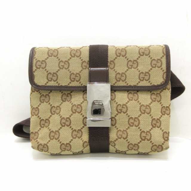 グッチ GUCCI ウエストポーチ 131236 GG柄 ジャガード×レザー ベージュ