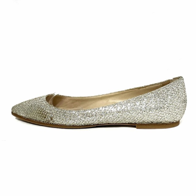 ジミーチュウ JIMMY CHOO フラットシューズ 36 1/2 レディース - シルバー×ゴールド アウトソール張替済  グリッター【中古】20230912｜au PAY マーケット