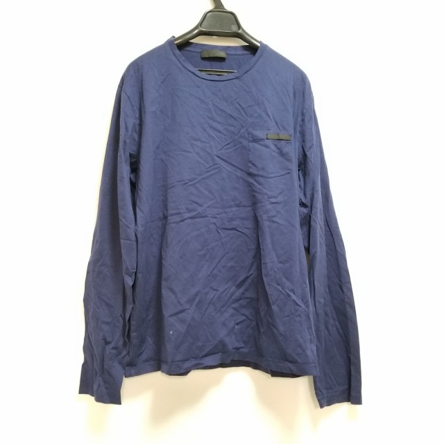 プラダ PRADA 長袖Tシャツ サイズL メンズ - ネイビー Vネック【中古