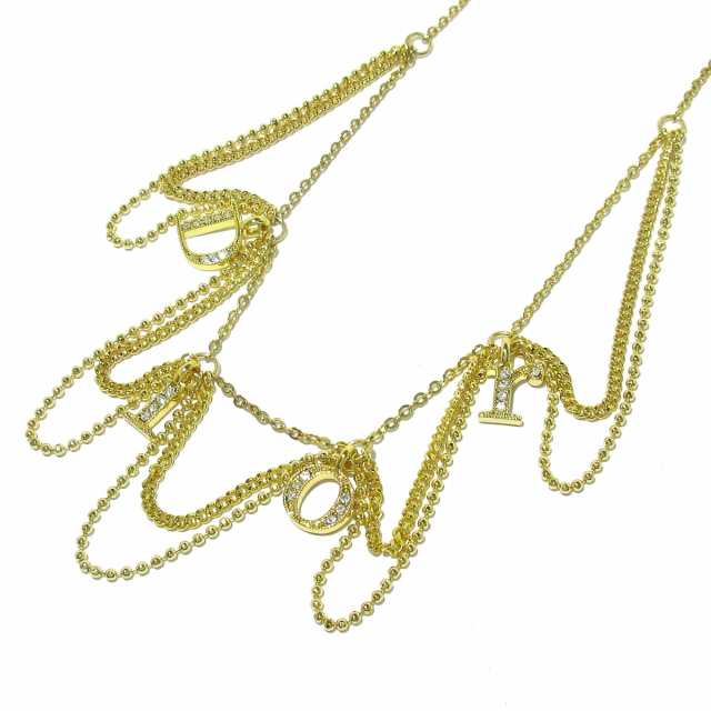 美品　Dior クリスチャンディオール　ゴールド　ネックレス　ロゴ　ストーン