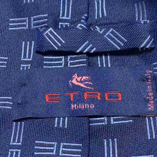 エトロ ETRO ネクタイ メンズ - ネイビー×ライトブルー【中古