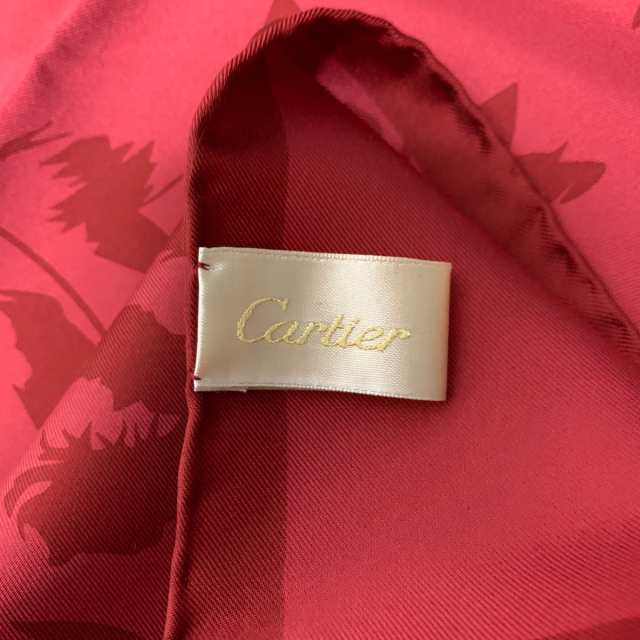 カルティエ Cartier スカーフ レディース 美品 - レッド【中古