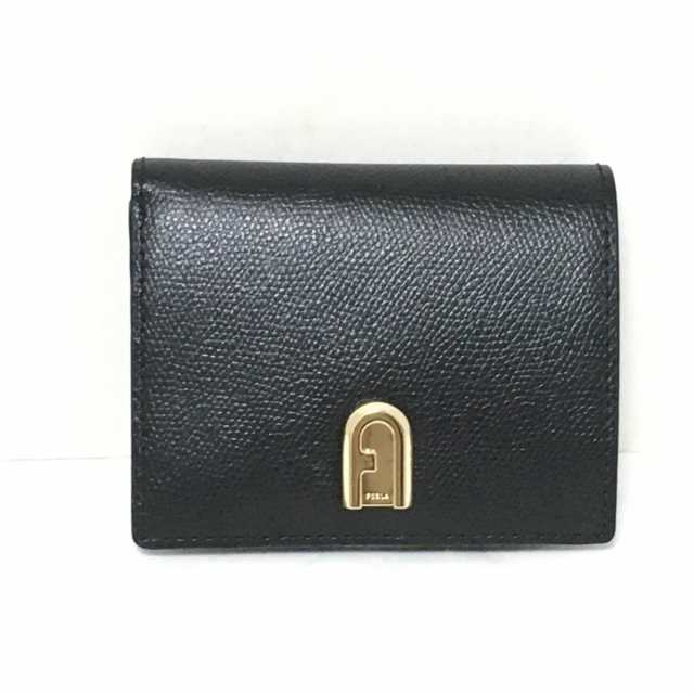 フルラ FURLA 2つ折り財布 レディース 美品 1927 黒 レザー【中古