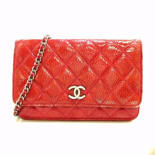 シャネル CHANEL 財布 レディース マトラッセ レッド チェーン