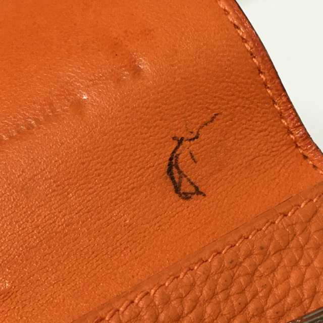 エルメス HERMES 2つ折り財布 レディース ドゴンコンパクト オレンジ