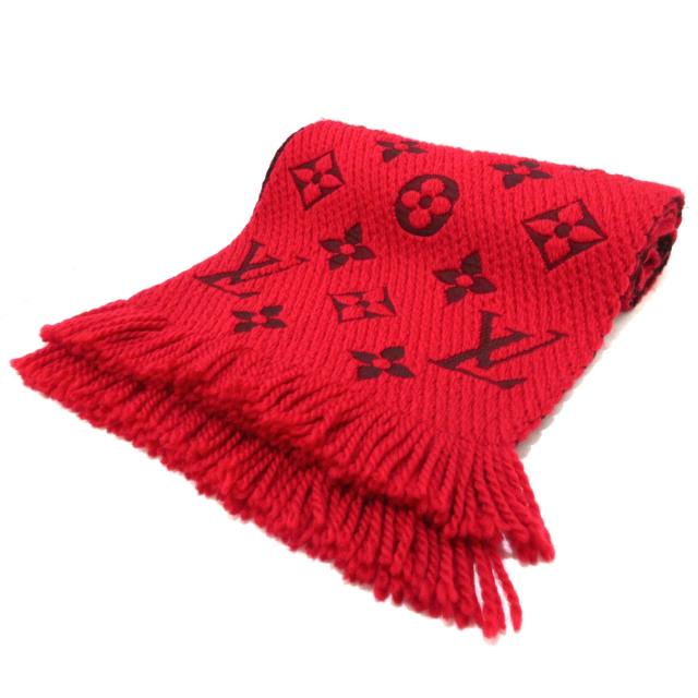 ルイヴィトン LOUIS VUITTON マフラー レディース 美品 エシャルプ・ロゴマニア M72432 ルビー ウール94％、シルク6％【中古】20231017の通販は