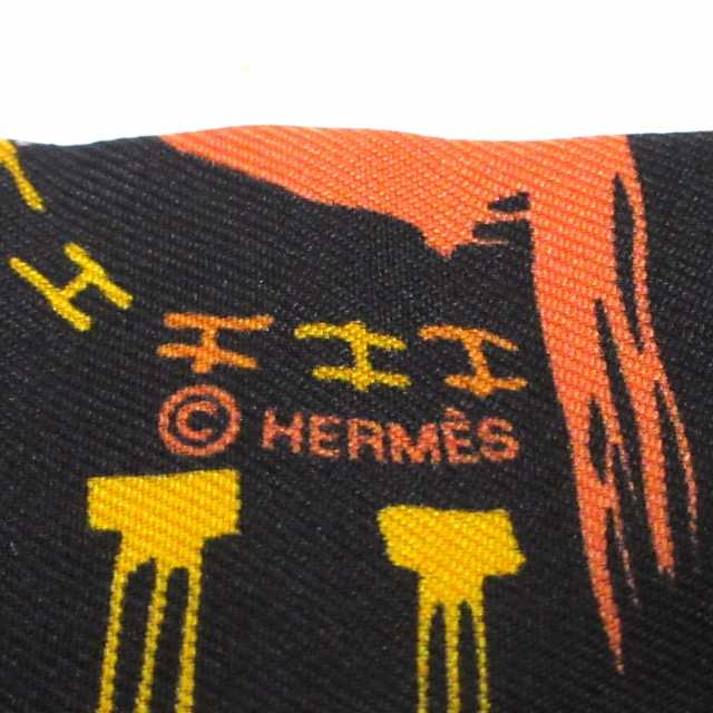 エルメス HERMES スカーフ レディース ツィリー オレンジ×黒×マルチ