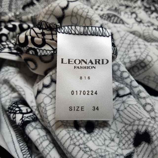 レオナール LEONARD ワンピース サイズ34 S レディース - 黒×白 クルー