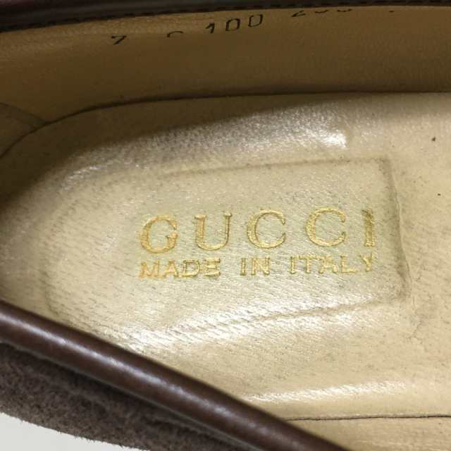 グッチ GUCCI ローファー 7C レディース - ダークブラウン ホース