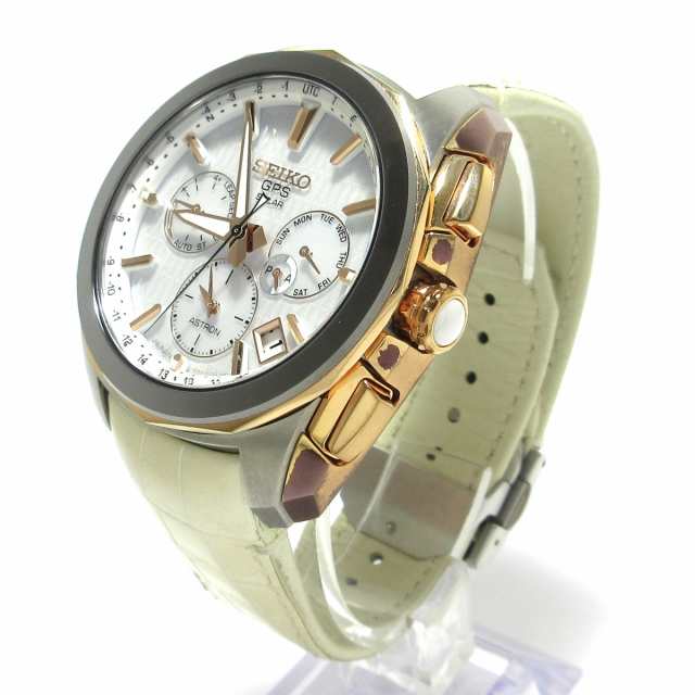 セイコー SEIKO 腕時計 ASTRON(アストロン) 5X53-0AC0/SBXC004 メンズ セラミック×チタン/革ベルト電波/GPSソーラー  白【中古】20230905