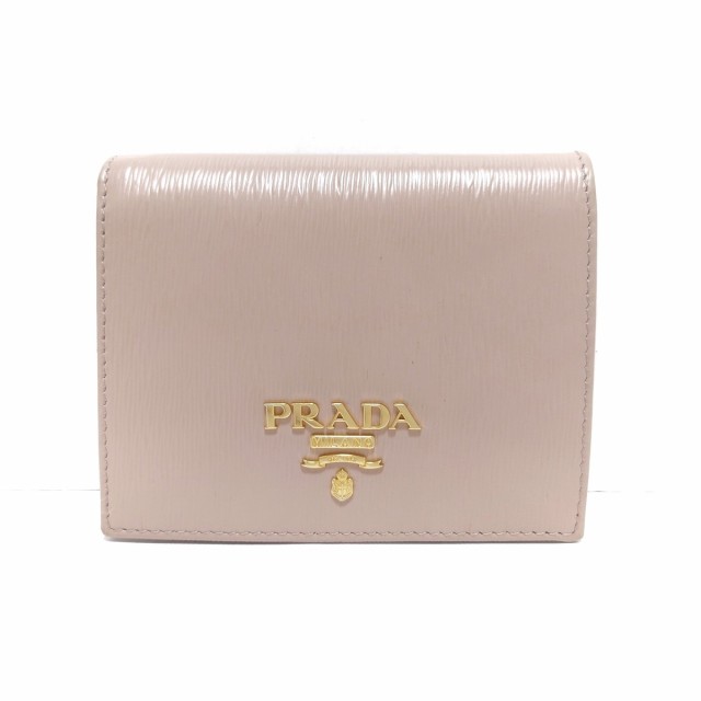 プラダ PRADA 2つ折り財布 レディース 美品 - 1MV204 ベージュ レザー