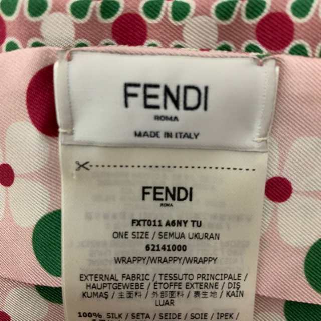 フェンディ FENDI スカーフ レディース 美品 - ピンク×グリーン×マルチ