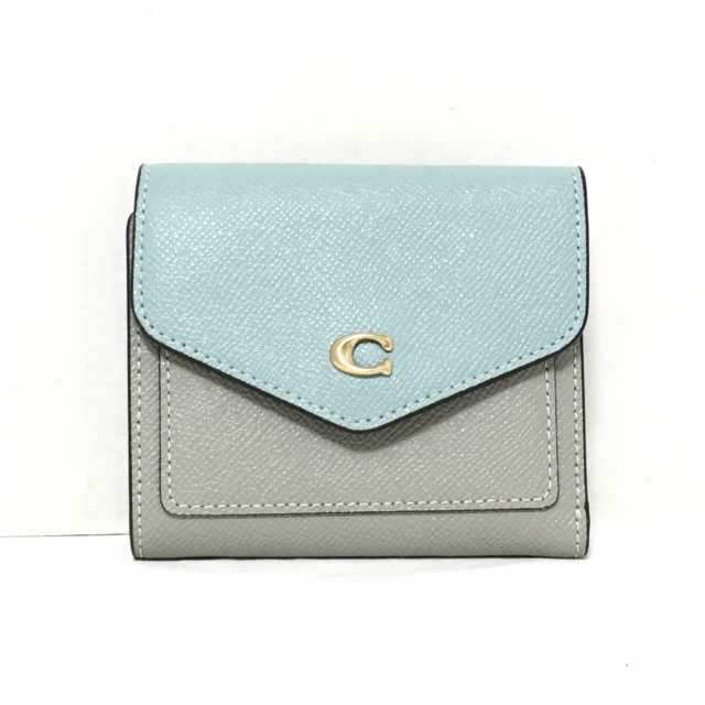 新品☆COACH(コーチ)ライトブルー  レザー  折り財布