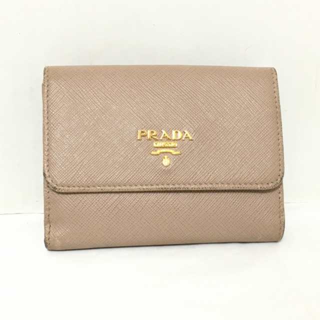 プラダ PRADA Wホック財布 レディース - 1MH523 ピンクベージュ