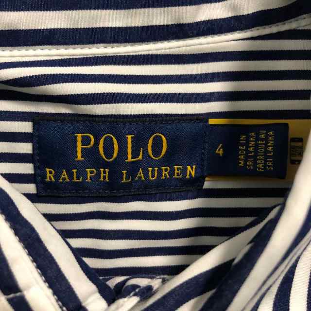 ポロラルフローレン POLObyRalphLauren 長袖シャツブラウス サイズ4 S レディース - 白×ダークネイビー  ストライプ【中古】20230928