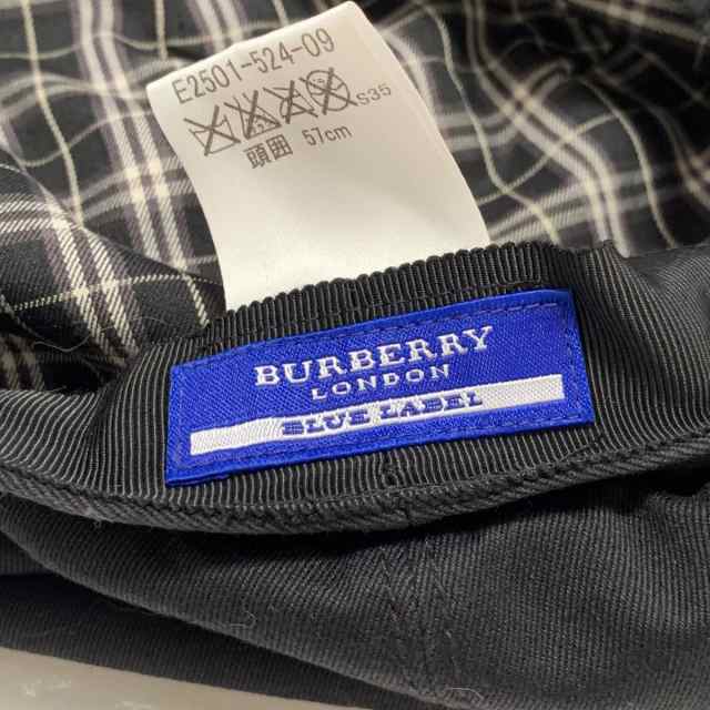 バーバリーブルーレーベル Burberry Blue Label 帽子 57 レディース - 黒 キャスケット コットン【中古】20231025