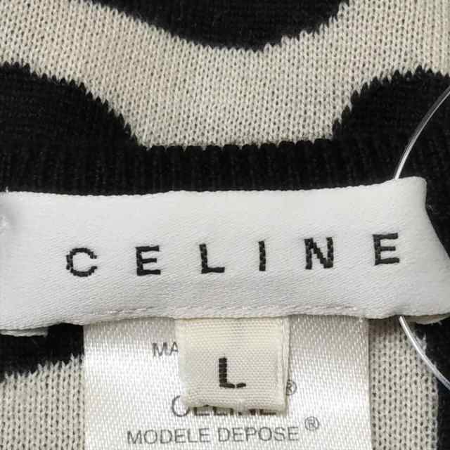 セリーヌ CELINE ベスト サイズL レディース 美品 - 黒×アイボリー