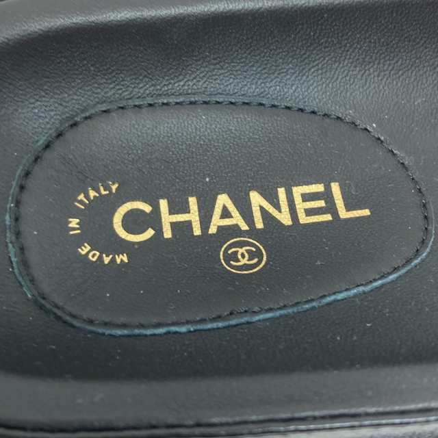 シャネル CHANEL ミュール 36 C レディース 美品 - G38933 黒×マルチ CHANELロゴ レザー【中古】20231002